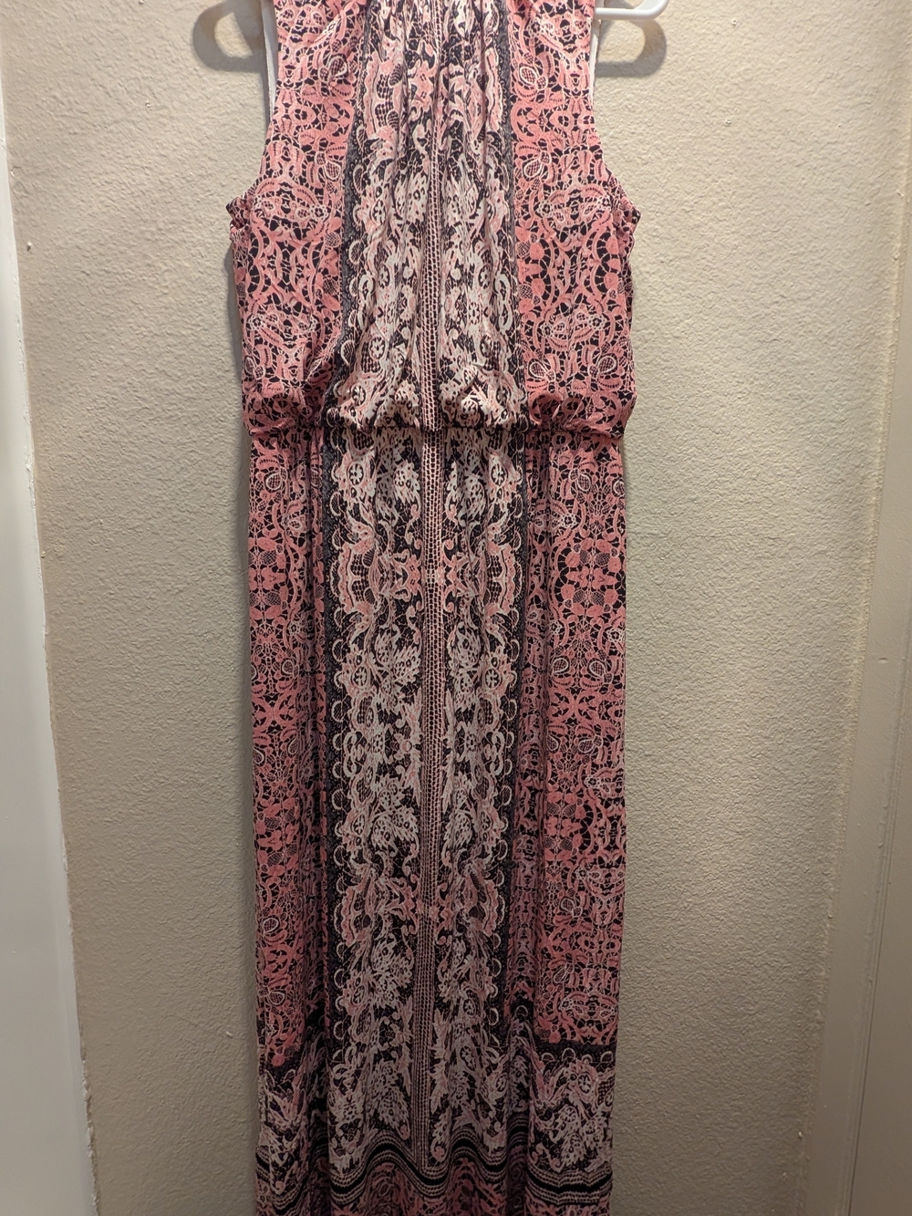 London Style Pink Patterned Sleeveless Maxi Dress - boxi
